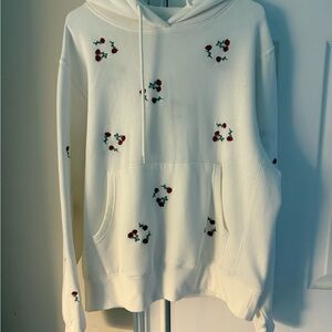 Reflex Cream Hoodie with Floral Embroidery